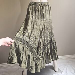 VTG Fairy Grunge Embroidered Maxi Skirt Small/Medium Renaissance Goblincore Boho